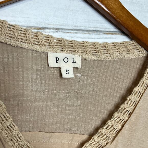 POL City Drifrter Oversized Neutral Tan Boho Top Size Small - Picture 6 of 9